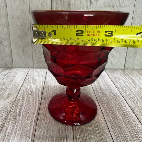 Vintage Viking Georgian Ruby Red Water Wine Goblet Honeycomb Design 6" Tall - Picture 6 of 7